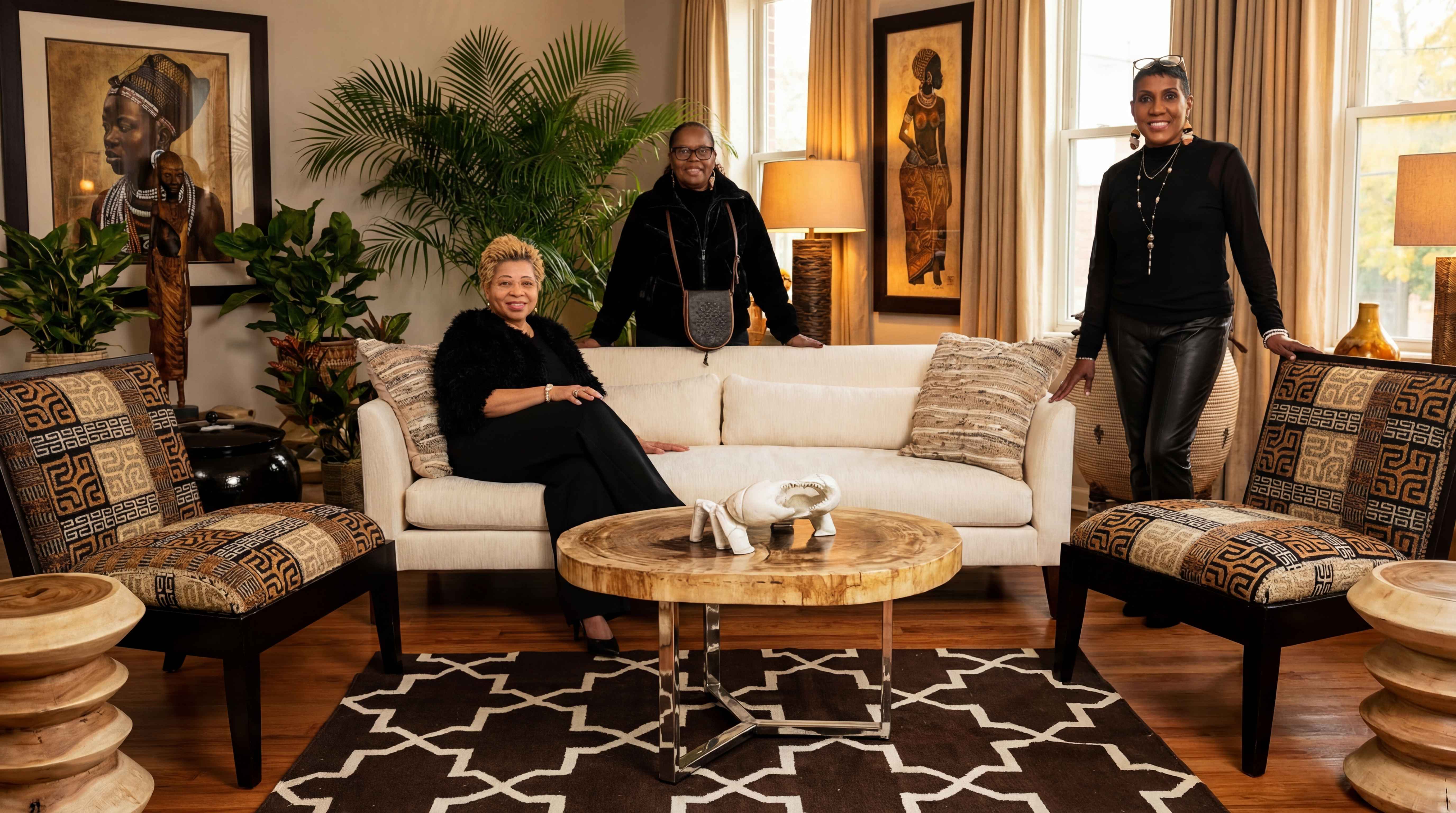 Kiti Mezani founders in an elegantly designed living room with luxury furniture